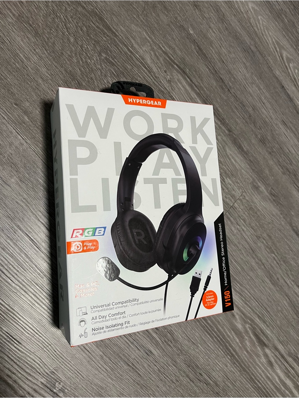 V150 Black Over-Ear Headphones with RGB Lighting